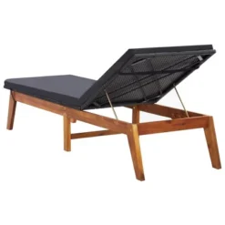 VidaXL Sun Lounger With Cushion-Poly Rattan And Solid Acacia Wood, Adjustable Backrest, Ideal For Patio/Garden/Poolside, Water-Resistant, Easy Clean. -All Patio Furniture GUEST e60b2cf0 2708 45f3 8473 3e8cc3812bbd