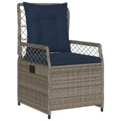 VidaXL Reclining Patio Armchairs 2pcs - Gray Poly Rattan Outdoor Loungers With Adjustable Backrests - Navy Cushions Included For Garden, Deck & More -All Patio Furniture GUEST e618a137 6630 4225 9c4d ecb349101faa
