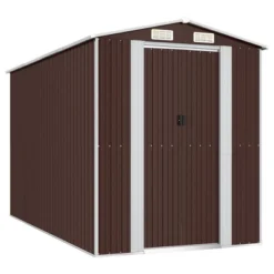 VidaXL Garden Shed Dark Brown Galvanized Steel Large Garden Shed - 75.6" X 140.6" X 87.8" -All Patio Furniture GUEST e6296d25 61d1 4eca 8443 2ee06a13fa16
