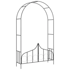 VidaXL Garden Arch With Gate Black 54.3"x15.7"x93.7" Iron