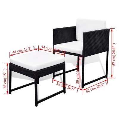 VidaXL Outdoor Dining Set Black, White 9 VidaXL Outdoor Dining Set Black, White - Image 7