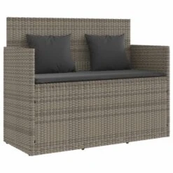 VidaXL Garden Bench Gray PE Rattan 47.2 In Removable Covers -All Patio Furniture GUEST e7071472 6db2 437d b388 50e03d6aa7cd