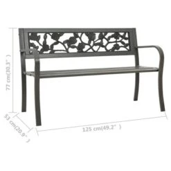 VidaXL Patio Bench, 49.2-Inch, Vintage Style, Weather-Resistant, Powder-Coated Steel, Gray, With Decorative Rose-Patterned Backrest 12 VidaXL Patio Bench, 49.2-Inch, Vintage Style, Weather-Resistant, Powder-Coated Steel, Gray, With Decorative Rose-Patterned Backrest -All Patio Furniture GUEST e75977bd a216 4edf 8aa3 735ba0f8e929
