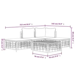 VidaXL 5-Piece Patio Lounge Set – Anthracite Poly Rattan Outdoor Furniture Set, Includes Cushions And Coffee Table, Durable And Weather-Resistant -All Patio Furniture GUEST e9402201 6e18 4c92 980c fc7caa8ed611