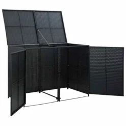 VidaXL Double Wheelie Bin Shed With Lid And Lockable Doors, Poly Rattan 31.5"x58.3"x43.7" Black 18 VidaXL Double Wheelie Bin Shed With Lid And Lockable Doors, Poly Rattan 31.5"x58.3"x43.7" Black -All Patio Furniture GUEST e9c17867 861a 4f44 ad12 c1b468df0ddd