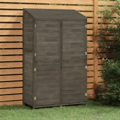 VidaXL Garden Shed For Tool Storage House Outdoor Backyard Solid Fir Wood - Anthracite 40.2" X 20.5" X 68.7"