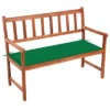 VidaXL Outdoor Patio Bench Wooden Garden Bench With Cushion Solid Wood Acacia - Green 47.2" X 19.7" X 1.6"