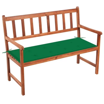 VidaXL Outdoor Patio Bench Wooden Garden Bench With Cushion Solid Wood Acacia - Green 47.2" X 19.7" X 1.6" 3 VidaXL Outdoor Patio Bench Wooden Garden Bench With Cushion Solid Wood Acacia - Green 47.2" X 19.7" X 1.6"