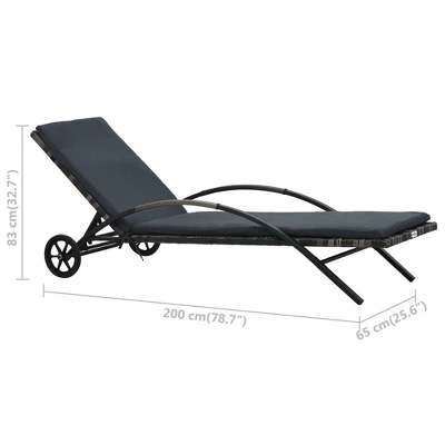 VidaXL Sun Lounger Anthracite PE Rattan 78.7 In Long And 25.6 In Wide 8 VidaXL Sun Lounger Anthracite PE Rattan 78.7 In Long And 25.6 In Wide - Image 6