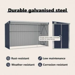 VidaXL Storage Shed Wall-mounted Garden Shed For Backyard Galvanized Steel - Anthracite 46.5" X 113.4" X 70.1" 18 VidaXL Storage Shed Wall-mounted Garden Shed For Backyard Galvanized Steel - Anthracite 46.5" X 113.4" X 70.1" -All Patio Furniture GUEST eabc2606 5fac 4505 bd54 06aa22b85d15