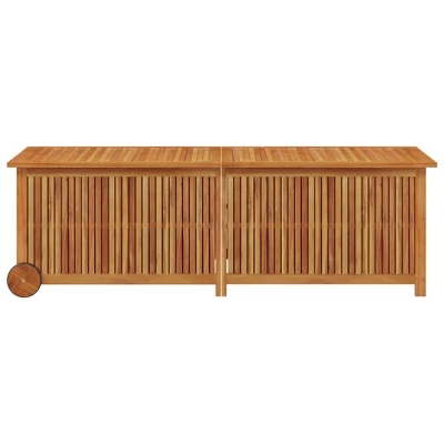 VidaXL Patio Storage Box With Wheels 59.1"x19.7"x22.8" Solid Wood Acacia 5 VidaXL Patio Storage Box With Wheels 59.1"x19.7"x22.8" Solid Wood Acacia - Image 3