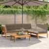 VidaXL Patio Pallet Sofa Set With Cushions Furniture, 4 Piece Modular Acacia Wood Outdoor Furniture, Suitable For Garden, Patio, Terrace - Brown/Taupe