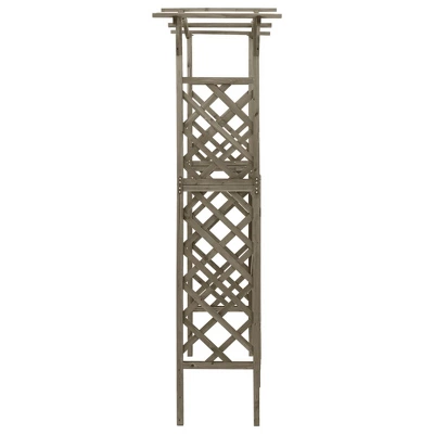 VidaXL Pergola Outdoor Pergola Garden Arch With Gate For Deck Solid Wood Fir - Gray 5 VidaXL Pergola Outdoor Pergola Garden Arch With Gate For Deck Solid Wood Fir - Gray - Image 3