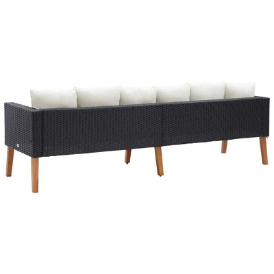 VidaXL 3-Seater Patio Sofa - Weather-Resistant PE Rattan, Powder-Coated Steel Frame With Cushions - Suitable For Outdoor And Indoor Use - Black 5 VidaXL 3-Seater Patio Sofa - Weather-Resistant PE Rattan, Powder-Coated Steel Frame With Cushions - Suitable For Outdoor And Indoor Use - Black - Image 3