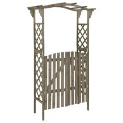 VidaXL Pergola Outdoor Pergola Garden Arch With Gate For Deck Solid Wood Fir - Gray
