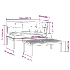 VidaXL 2 Piece Patio Pallet Sofa Set With Cushions - Solid Wood Acacia - Modular Design For Garden, Patio, Terrace - Black Cushions -All Patio Furniture GUEST f193030f a91b 4601 8ba4 2c88ab5291d2 1