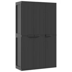 VidaXL Outdoor Storage Cabinet Black - 38.2"x14.6"x65" - Weather Resistant Polypropylene Utility Garden Cupboard -All Patio Furniture GUEST f1c31752 fab5 46e5 93cf c36e66991bfc