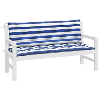 VidaXL Bench Cushion Water Repellent Outdoor Seat Cushion Pad Oxford Fabric - Blue And White 59.1" 5 VidaXL Bench Cushion Water Repellent Outdoor Seat Cushion Pad Oxford Fabric - Blue And White 59.1" - Image 3