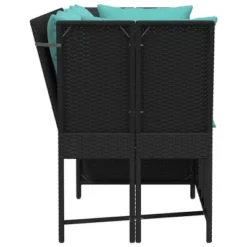 VidaXL Patio Sofa With Cushions - Black Poly Rattan Modular Patio/Garden Outdoor Sofa Set - Weather-Resistant With Turquoise Cushions -All Patio Furniture GUEST f2960b05 4923 4dcd b89a 15a3cc98195b
