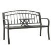 VidaXL Outdoor Patio Bench Garden Park Steel Bench - Gray With Table -All Patio Furniture GUEST f2d667f2 3285 4b36 b34a 07b9249f00f9