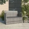 VidaXL Garden Bench Grey PE Rattan, Powder-coated Steel Medium Durable -All Patio Furniture GUEST f2fad4d3 81f7 4986 b355 685005b18cc3