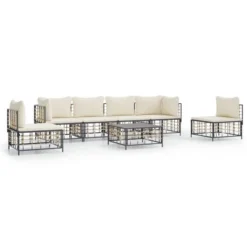 VidaXL 7 Piece Patio Lounge Set With Cushions - Anthracite Poly Rattan - Sturdy And Weather-Resistant - Comfortable Seating - Modular Garden Furniture -All Patio Furniture GUEST f307cd19 74d1 4d94 b832 a7a6a9545852