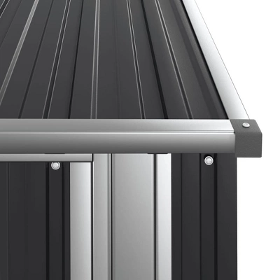 VidaXL Storage Shed - Galvanized Steel Anthracite Garage Tool House - Lockable Door - Weatherproof Garden Shelter 8 VidaXL Storage Shed - Galvanized Steel Anthracite Garage Tool House - Lockable Door - Weatherproof Garden Shelter - Image 6