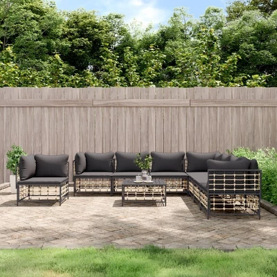 VidaXL Garden Lounge Set Set Of 9 Anthracite 3 VidaXL Garden Lounge Set Set Of 9 Anthracite
