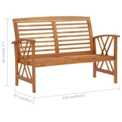 VidaXL Outdoor Patio Bench Wooden Garden Bench With Armrests Solid Wood Acacia - Brown -All Patio Furniture GUEST f4069daa 0c99 44e9 9195 2f8947533935