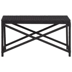 VidaXL Outdoor Patio Bench Outdoor Garden Bench With Steel Frame Poly Rattan - Black 31.5" -All Patio Furniture GUEST f469c56f 0b7d 45d5 b0be d23d216ee710