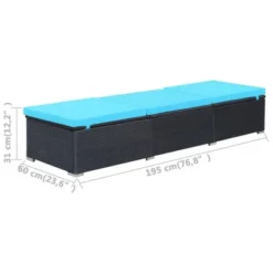 VidaXL Sunlounger Black And Blue PE Rattan, Powder-Coated Steel, Polyester -All Patio Furniture GUEST f4afadc7 b884 481a a8fe 80b4de342ea7