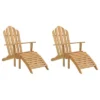 VidaXL Folding Adirondack Chair Patio Lawn Chair With Footrest Solid Wood Teak - 2