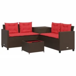 VidaXL Patio Sofa Set - L-Shaped Brown Poly Rattan Outdoor Seating With Side & Coffee Table, Tempered Glass Top, Cushions, Storage 27 VidaXL Patio Sofa Set - L-Shaped Brown Poly Rattan Outdoor Seating With Side & Coffee Table, Tempered Glass Top, Cushions, Storage -All Patio Furniture GUEST f500076e a766 4fd3 8e88 d0b9fb474c35
