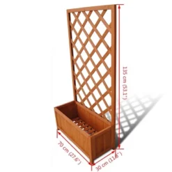 VidaXL Planter Raised Flower Bed Trellis Patio Raised Bed Plant Pot Solid Wood