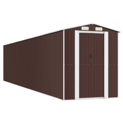 VidaXL Garden Shed Dark Brown Galvanized Steel Large Garden Shed 10 VidaXL Garden Shed Dark Brown Galvanized Steel Large Garden Shed - Image 8