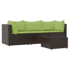 VidaXL Patio Lounge Set Brown With Green Cushions -All Patio Furniture GUEST f5d41dcc 67c2 4335 b470 1c3a315d10c6