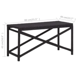 VidaXL Outdoor Patio Bench Outdoor Garden Bench With Steel Frame Poly Rattan - Black 31.5" -All Patio Furniture GUEST fadee511 ef71 4c71 b19b a54db0fe515c
