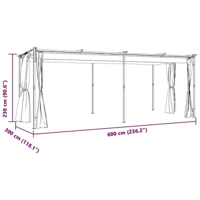 VidaXL Gazebo With Curtains 9.8'x19.7' Cream Steel 10 VidaXL Gazebo With Curtains 9.8'x19.7' Cream Steel - Image 8