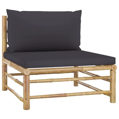 VidaXL Bamboo Patio Lounge Set With Dark Gray Cushions - 8 Piece Outdoor Furniture Collection - Modular Design For Variable Arrangements 8 VidaXL Bamboo Patio Lounge Set With Dark Gray Cushions - 8 Piece Outdoor Furniture Collection - Modular Design For Variable Arrangements - Image 6
