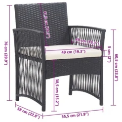 VidaXL Patio Armchairs With Cushions Outdoor Lounge Chair 2 Pcs Poly Rattan - Black -All Patio Furniture GUEST fda3ce03 51f6 471d a3d6 84490daeee3a