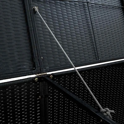 VidaXL Double Wheelie Bin Shed With Lid And Lockable Doors, Poly Rattan 31.5"x58.3"x43.7" Black 10 VidaXL Double Wheelie Bin Shed With Lid And Lockable Doors, Poly Rattan 31.5"x58.3"x43.7" Black - Image 8