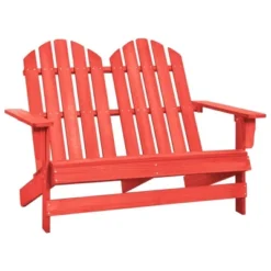 VidaXL 2-Seater Patio Adirondack Chair Outdoor Furniture Seat Solid Wood Fir - Red